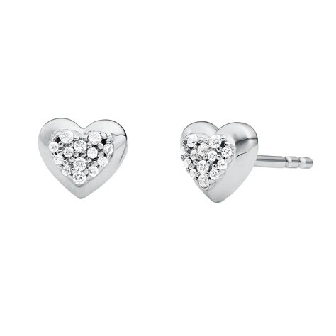 michael kors earrings silver|Michael Kors silver heart earrings.